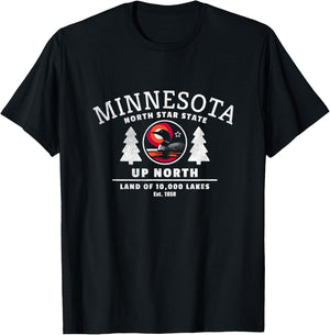 Minnesota - North Star State - Up North with Loon T-Shirt - T-Shirt | Black