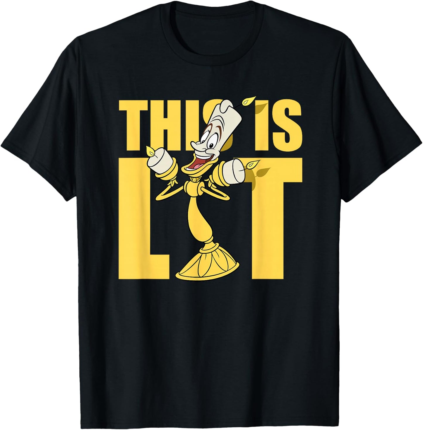 Disney Beauty and The Beast Lumiere This is Lit Small T-Shirt - T-Shirt | Black