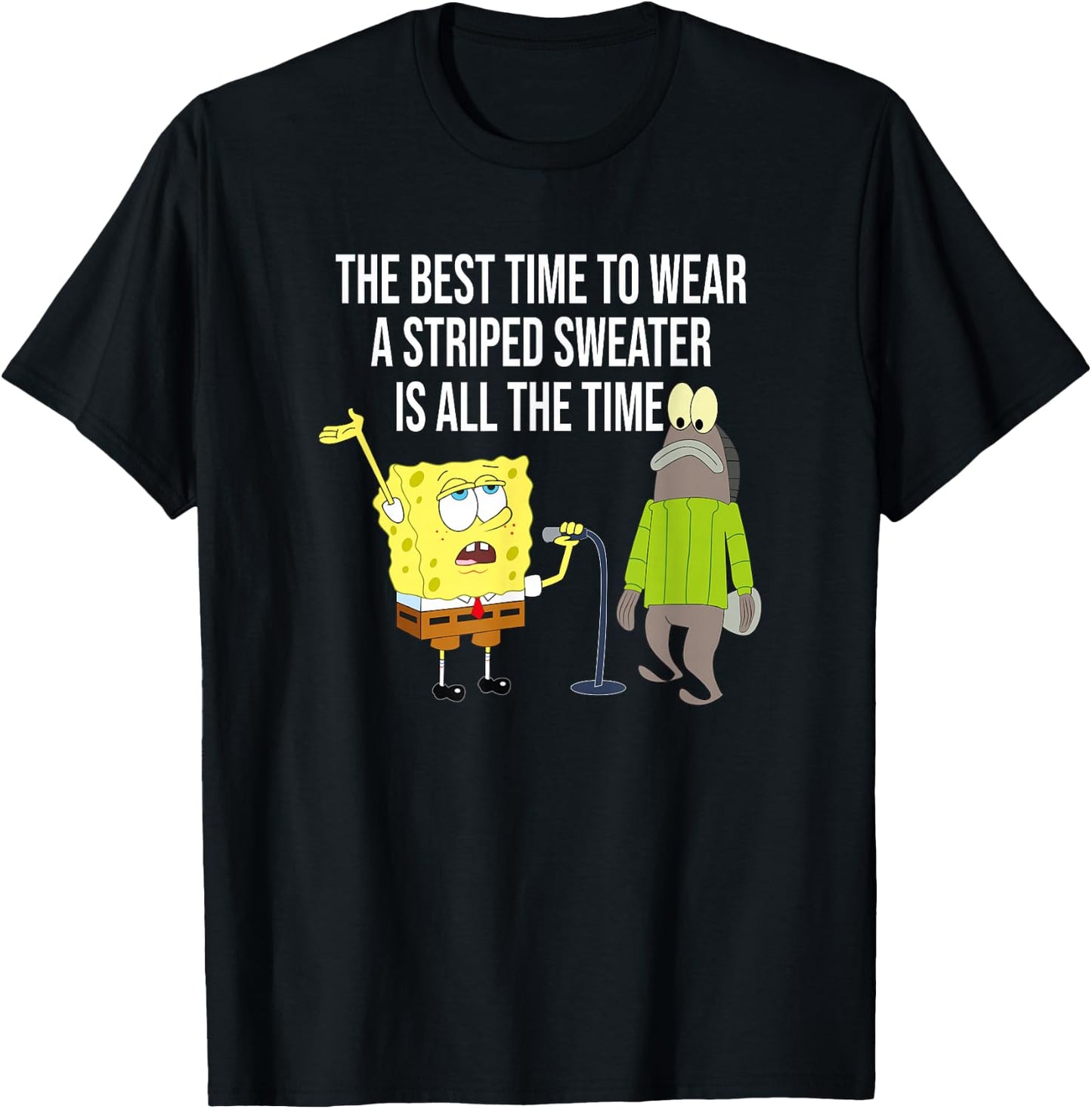 The Best Time to Wear a Striped Sweater T-Shirt - T-Shirt | Black