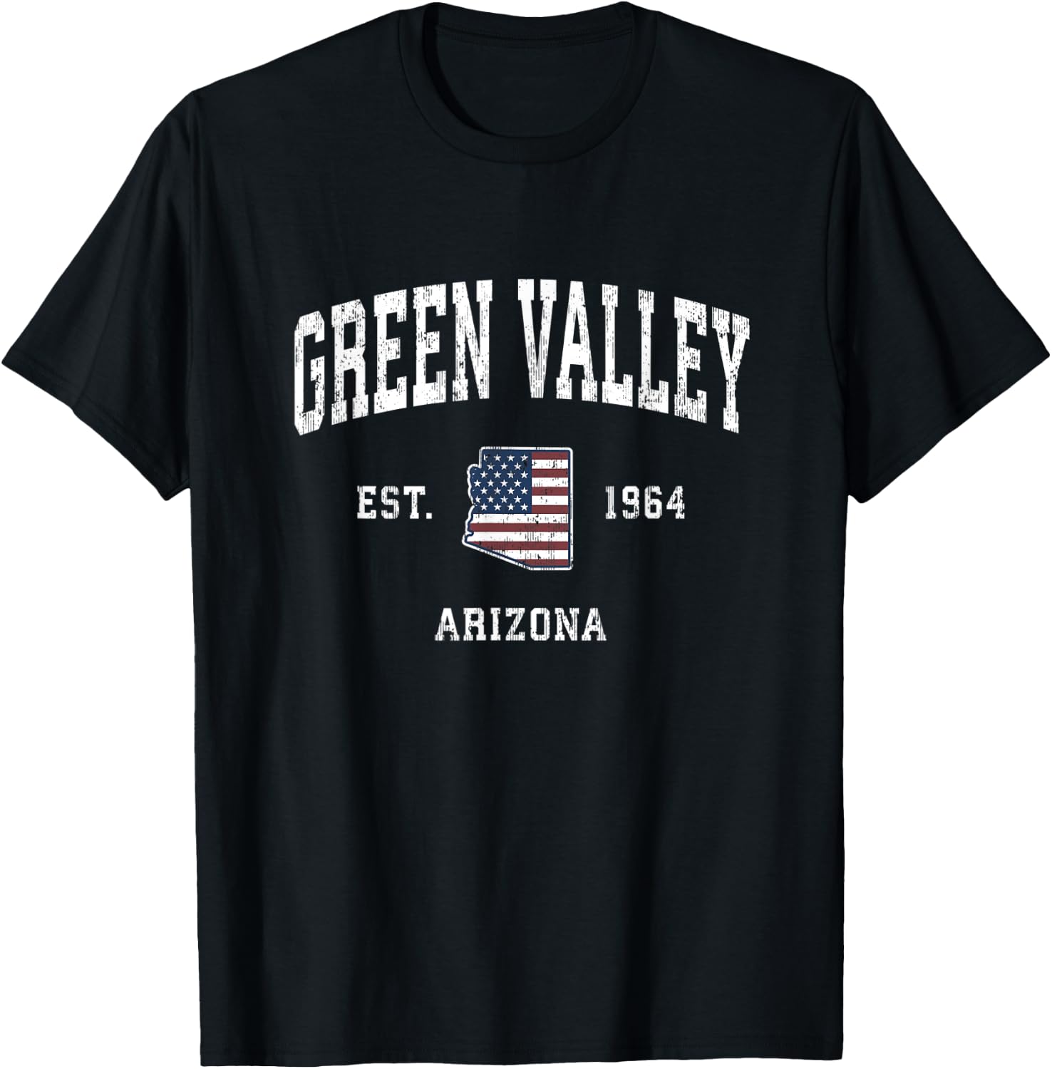 Green Valley Arizona AZ Vintage American Flag Sports Design T-Shirt - T-Shirt | Black