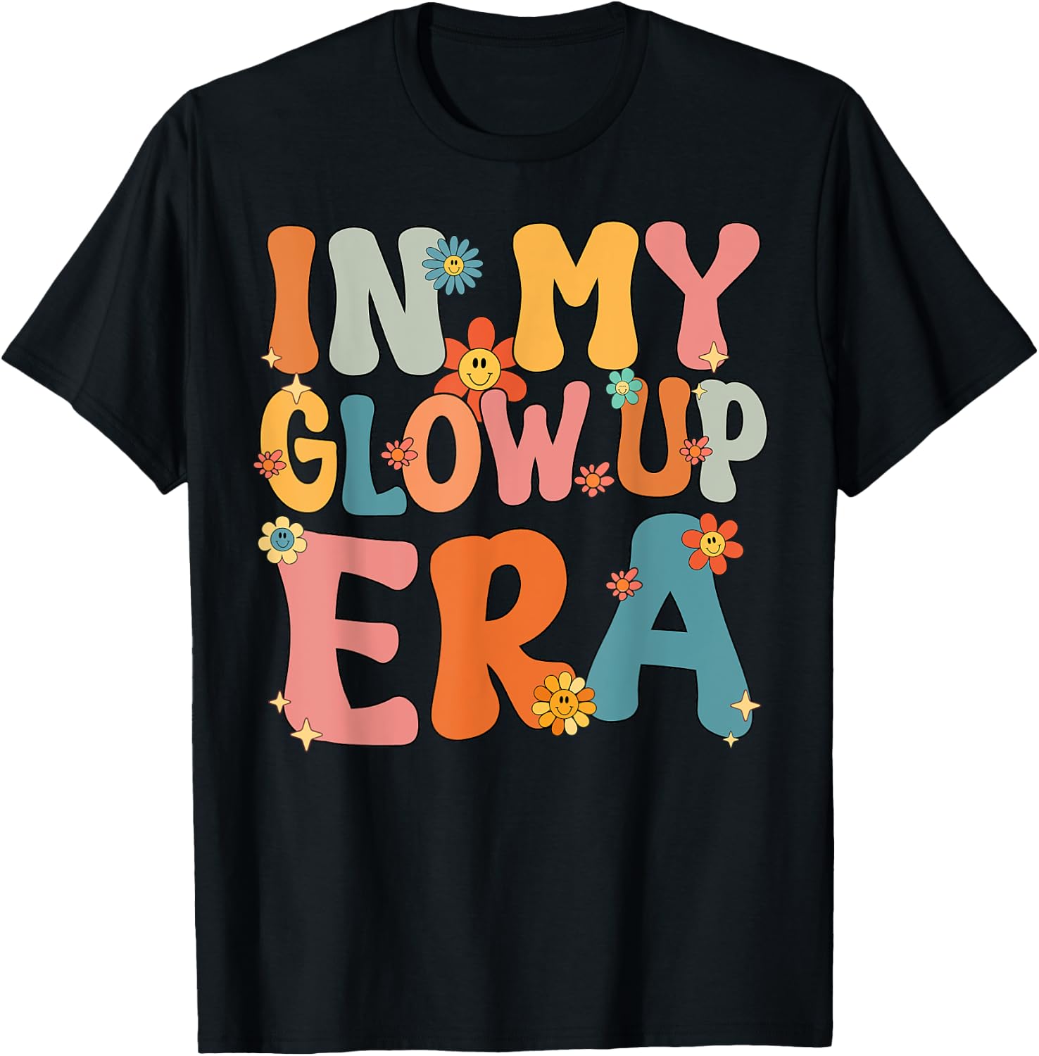 In My Glow Up Era Retro Groovy T-Shirt - T-Shirt | Black