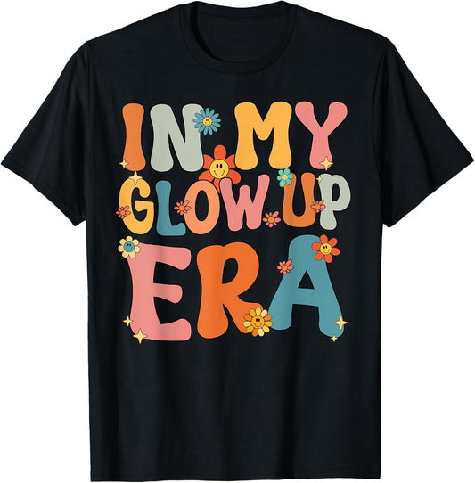 In My Glow Up Era Retro Groovy T-Shirt - T-Shirt | Black