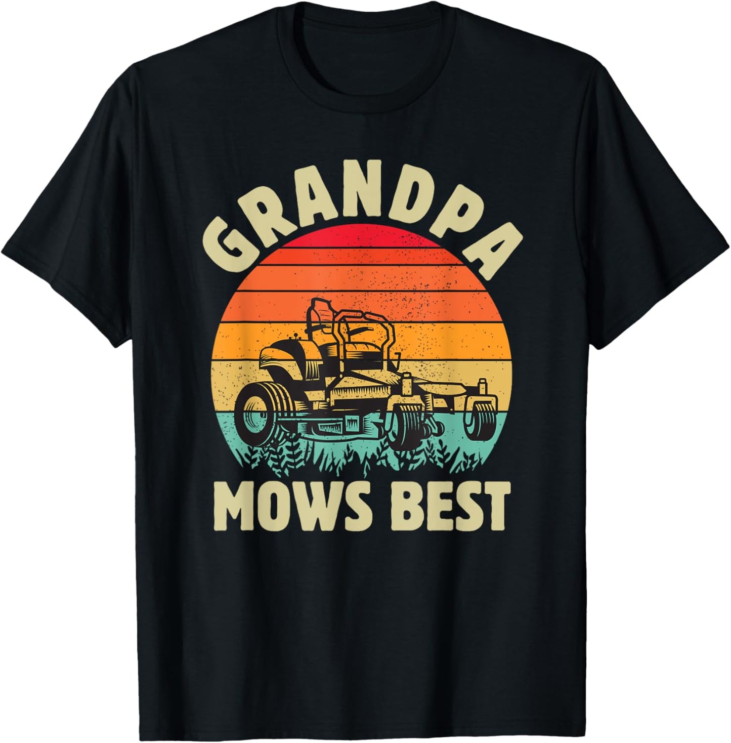 Funny Grandpa Mows Best Lawn Mowing Gardening Fathers Day T-Shirt - T-Shirt | Black