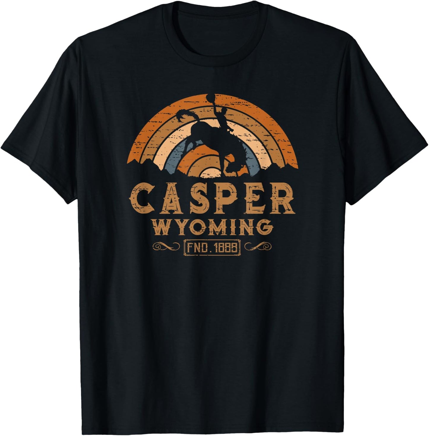 Casper Wyoming WY Retro Style Rodeo Cowboy T-Shirt - T-Shirt | Black