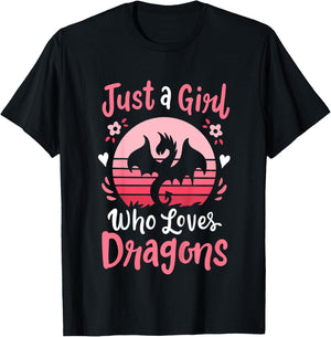 Dragon Just a Girl Who Loves Dragons T-Shirt - T-Shirt | Black