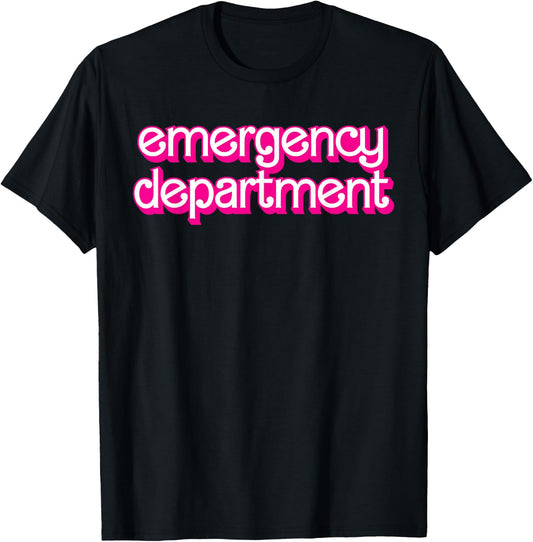 Retro Pink Emergency Department Nurses ER Doctor T-Shirt - T-Shirt | Black