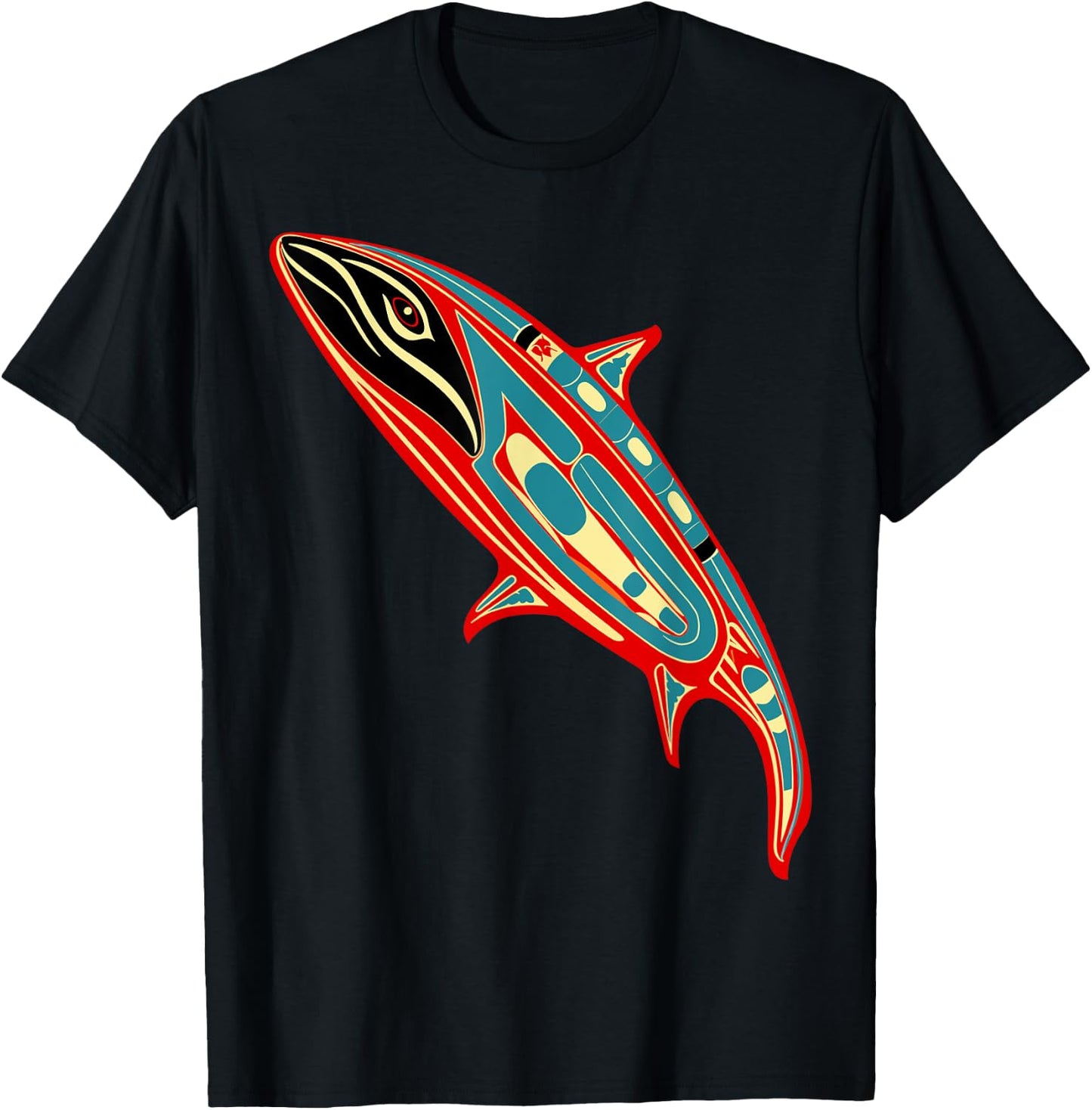 Orca in Salish Coast Weaving Design Style T-Shirt - T-Shirt | Black