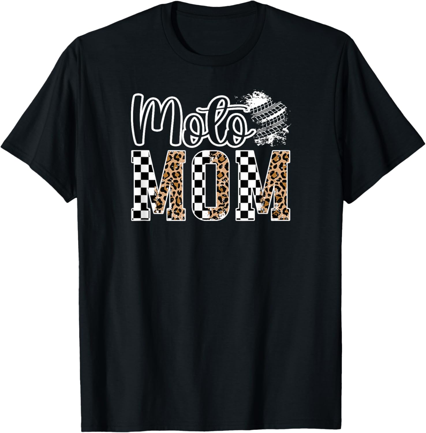 Moto Mom Leopard Motocross Mom Of A Motocross Rider Mama T-Shirt - T-Shirt | Black
