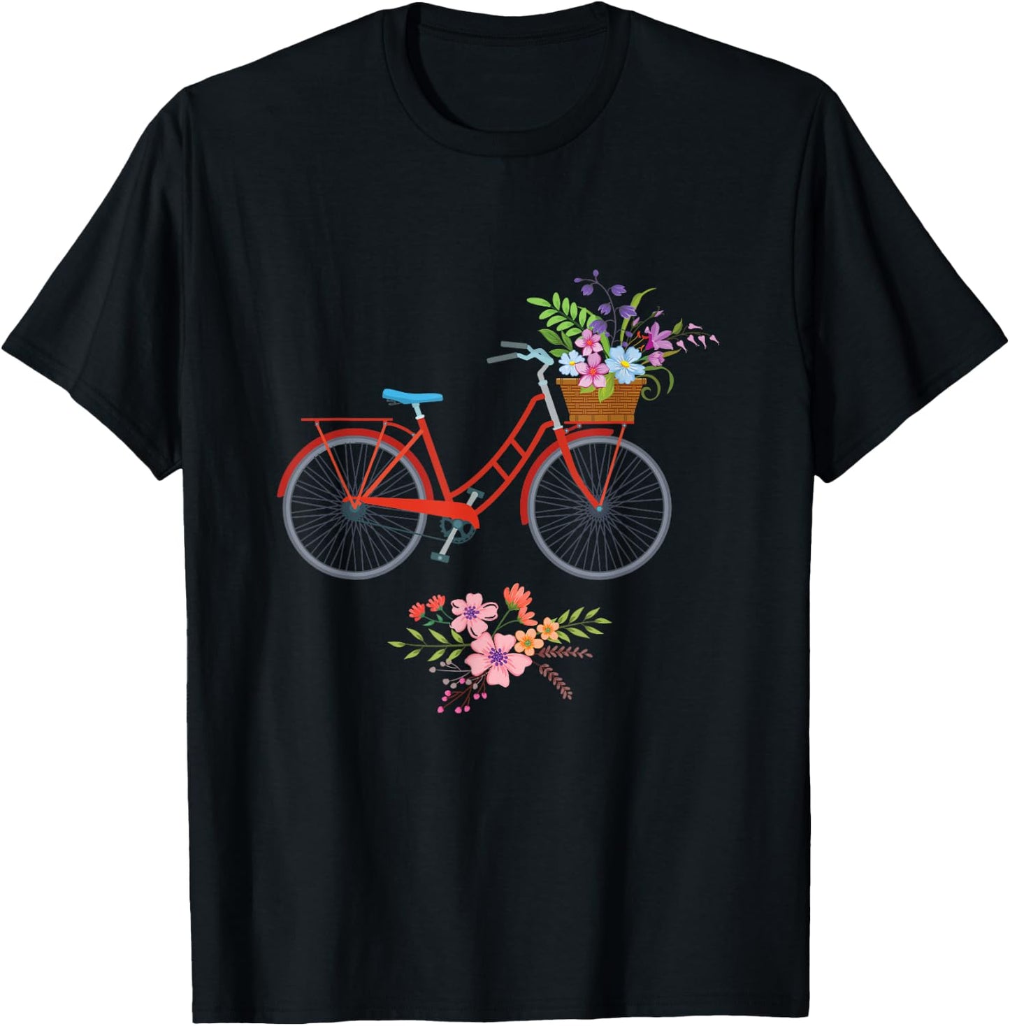 Women's Bicycle Flowers Cycling Cyclist Gift T-Shirt - T-Shirt | Black