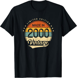 Classic Vintage 2000 Limited Edition 25th Birthday Men Women T-Shirt - T-Shirt | Black