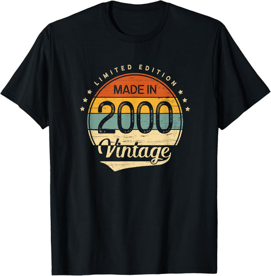 Classic Vintage 2000 Limited Edition 25th Birthday Men Women T-Shirt - T-Shirt | Black