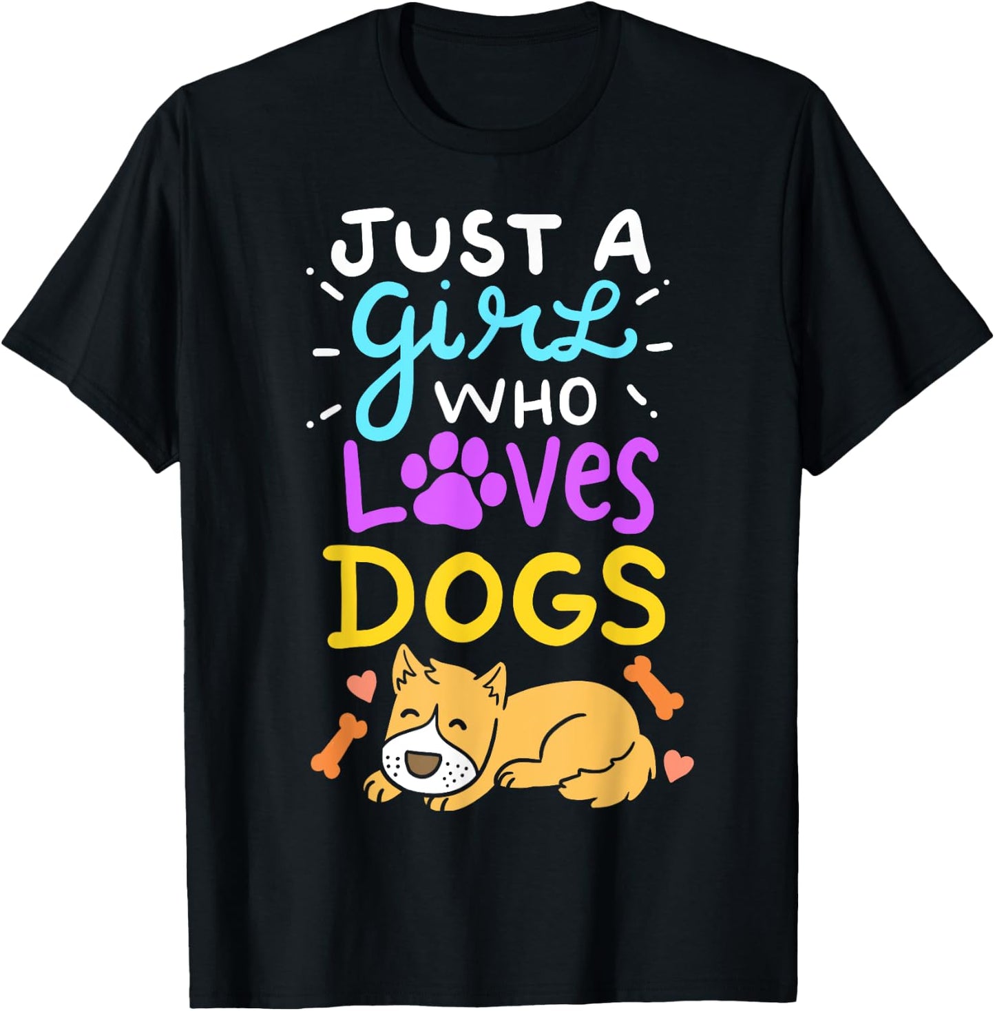 Just A Girl Who Loves Dogs T-Shirt - T-Shirt | Black