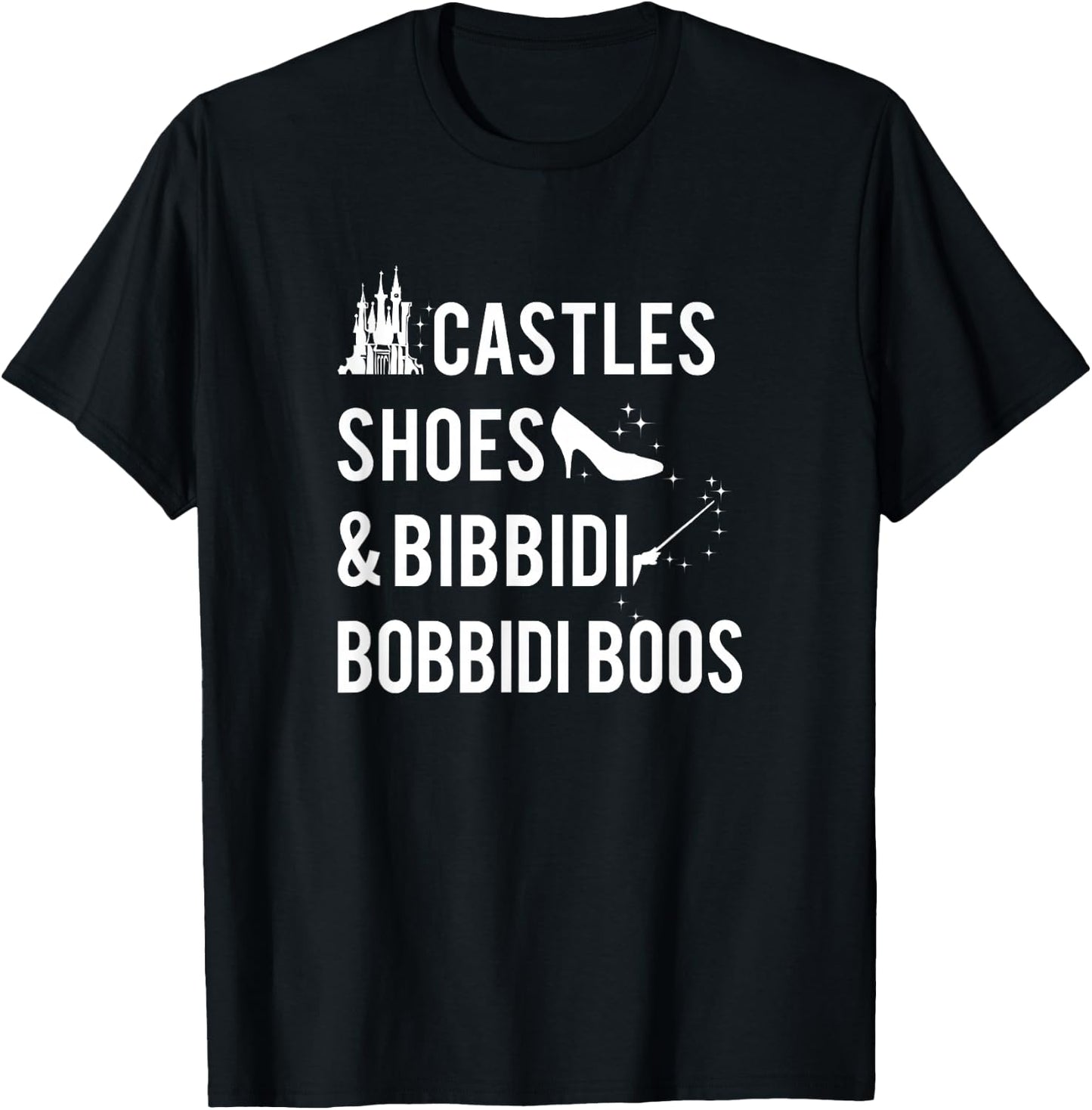 Disney Cinderella Castles Shoes & Bibbidi Bobbidi Boos T-Shirt - T-Shirt | Black