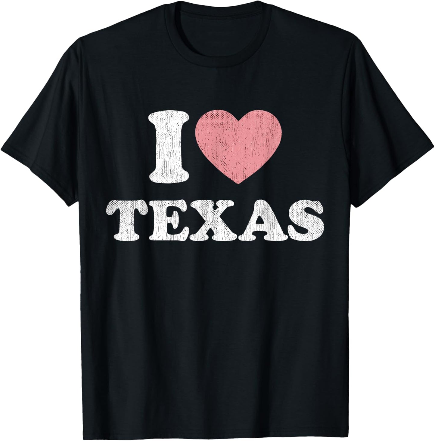 I Love Texas Women Pink Heart TX Girls Souvenir T-Shirt - T-Shirt | Black