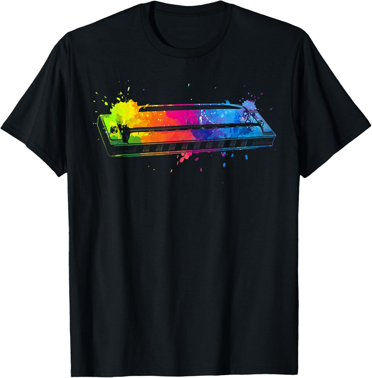 Harmonica Art Women Kids Orchestra Harmonica Player T-Shirt - T-Shirt | Black