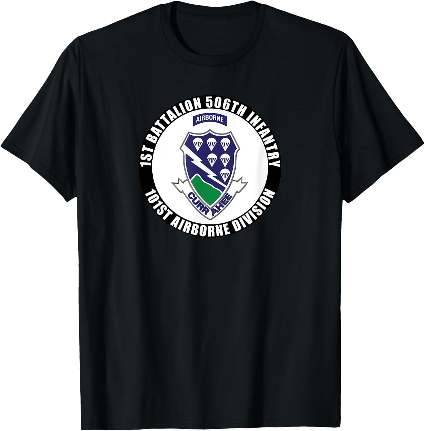 SoldierTees 1st Battalion 506th Infantry, 101st Airborne Division Veteran - Men's Black Classic Fit Short Sleeve - Small T-Shirt - T-Shirt | Black