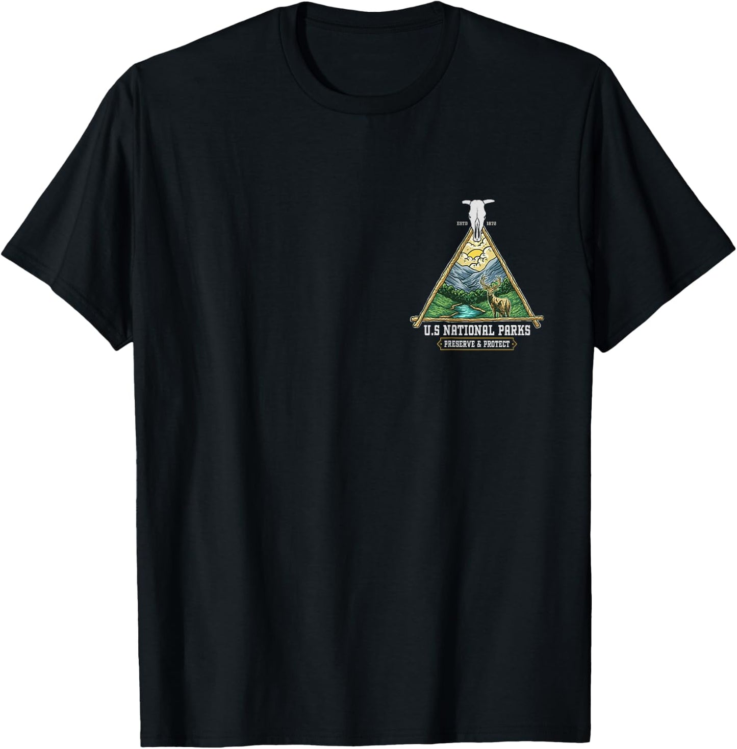 Retro US national parks preserve and protect - outdoors T-Shirt - T-Shirt | Black