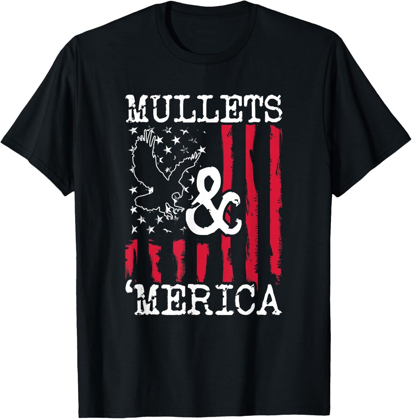 Mullet T Shirt Mullets and Merica Shirt Men Gift T-Shirt - T-Shirt | Black