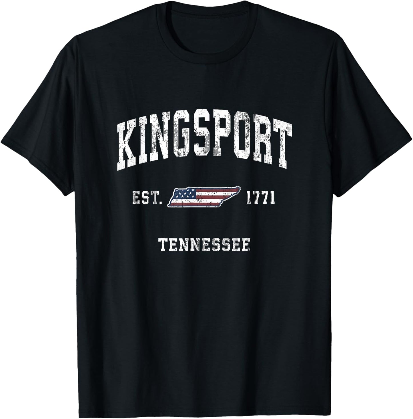 Kingsport Tennessee TN Vintage American Flag Sports Design T-Shirt - T-Shirt | Black