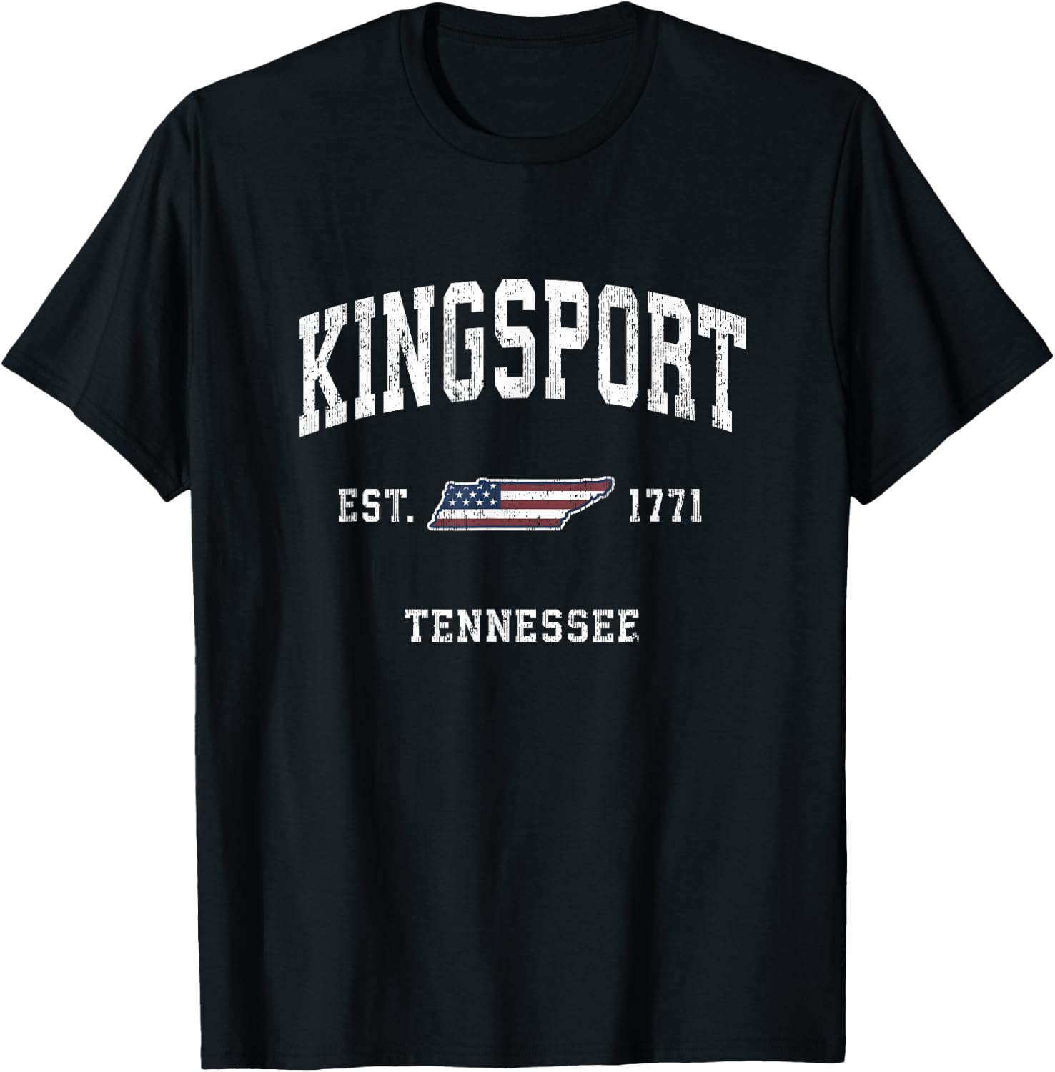 Kingsport Tennessee TN Vintage American Flag Sports Design T-Shirt - T-Shirt | Black