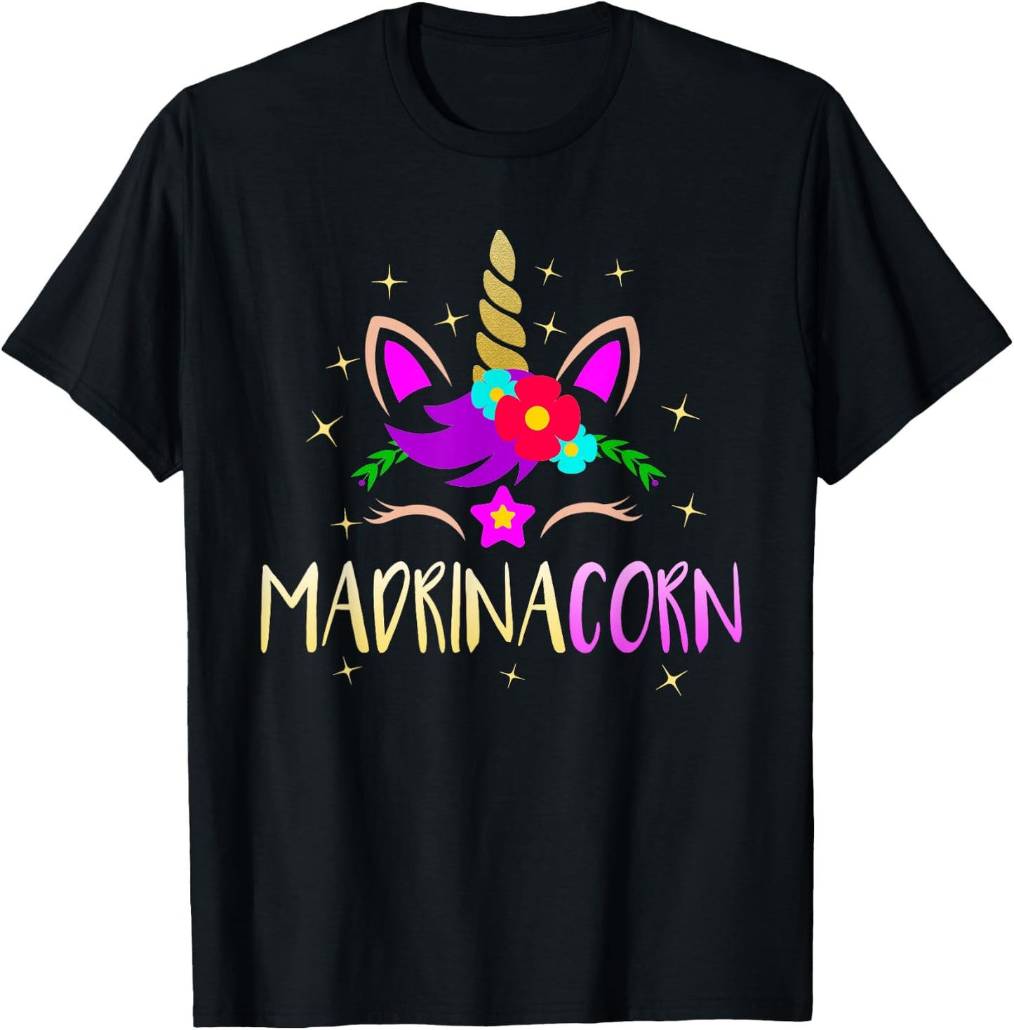 Madrinacorn Spanish Godmother Funny Unicorn T-Shirt - T-Shirt | Black