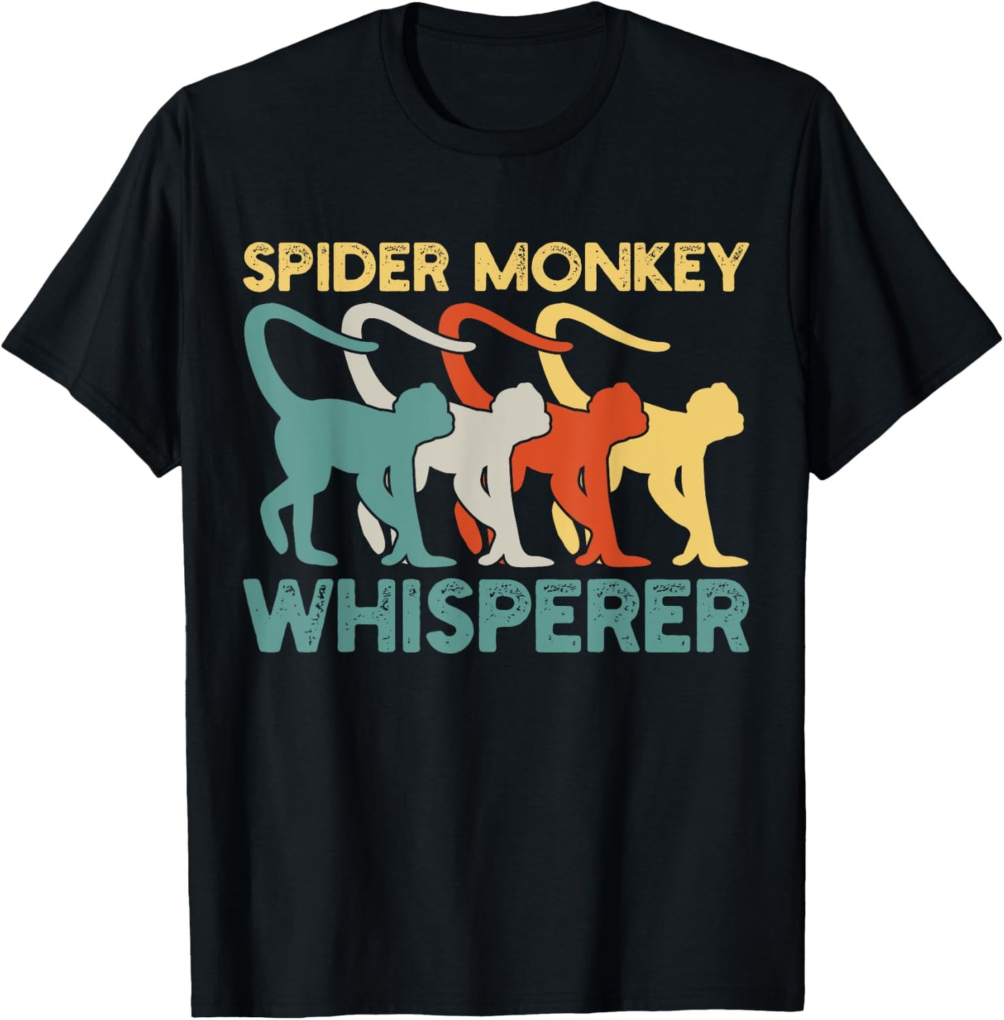 Spider Monkey Retro Vintage T-Shirt - T-Shirt | Black