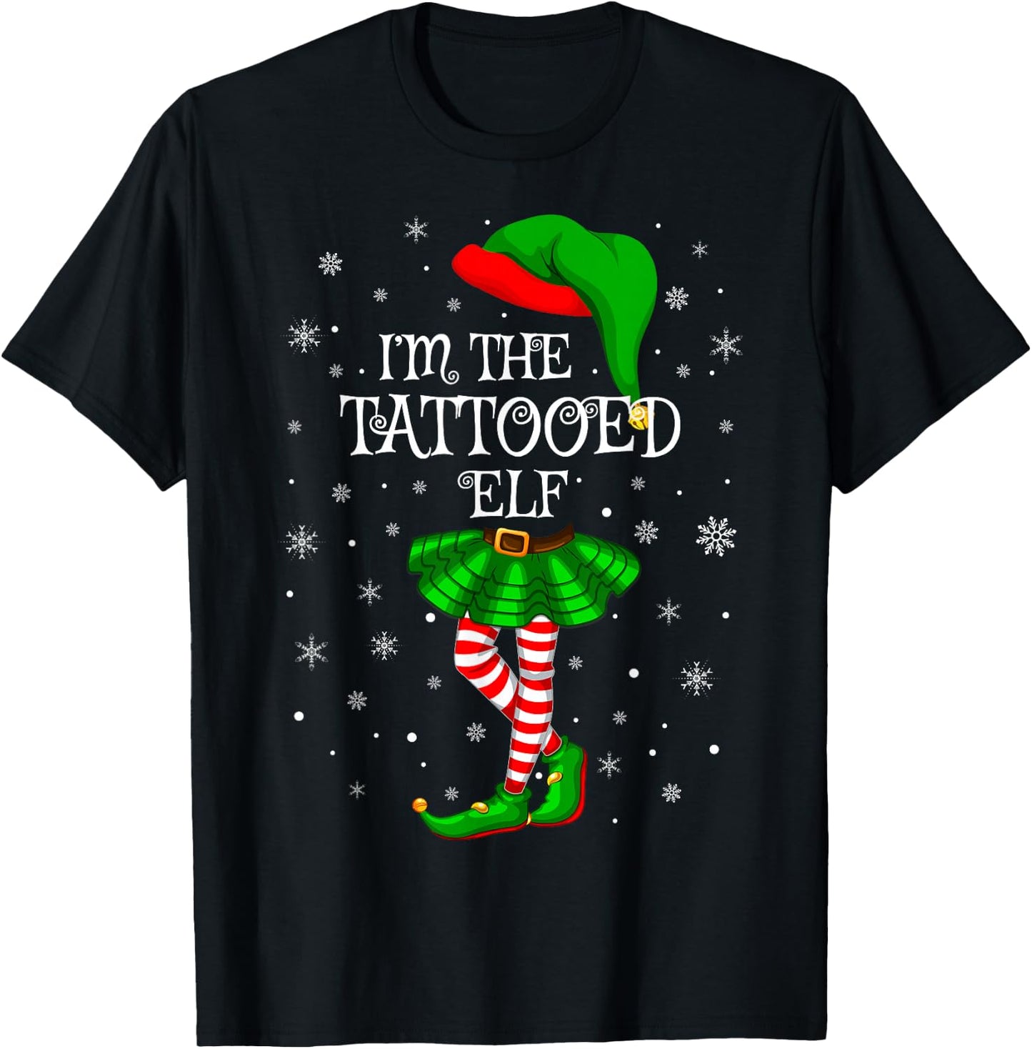 Tattooed Elf Christmas Matching Family Women Girls Elf T-Shirt - T-Shirt | Black