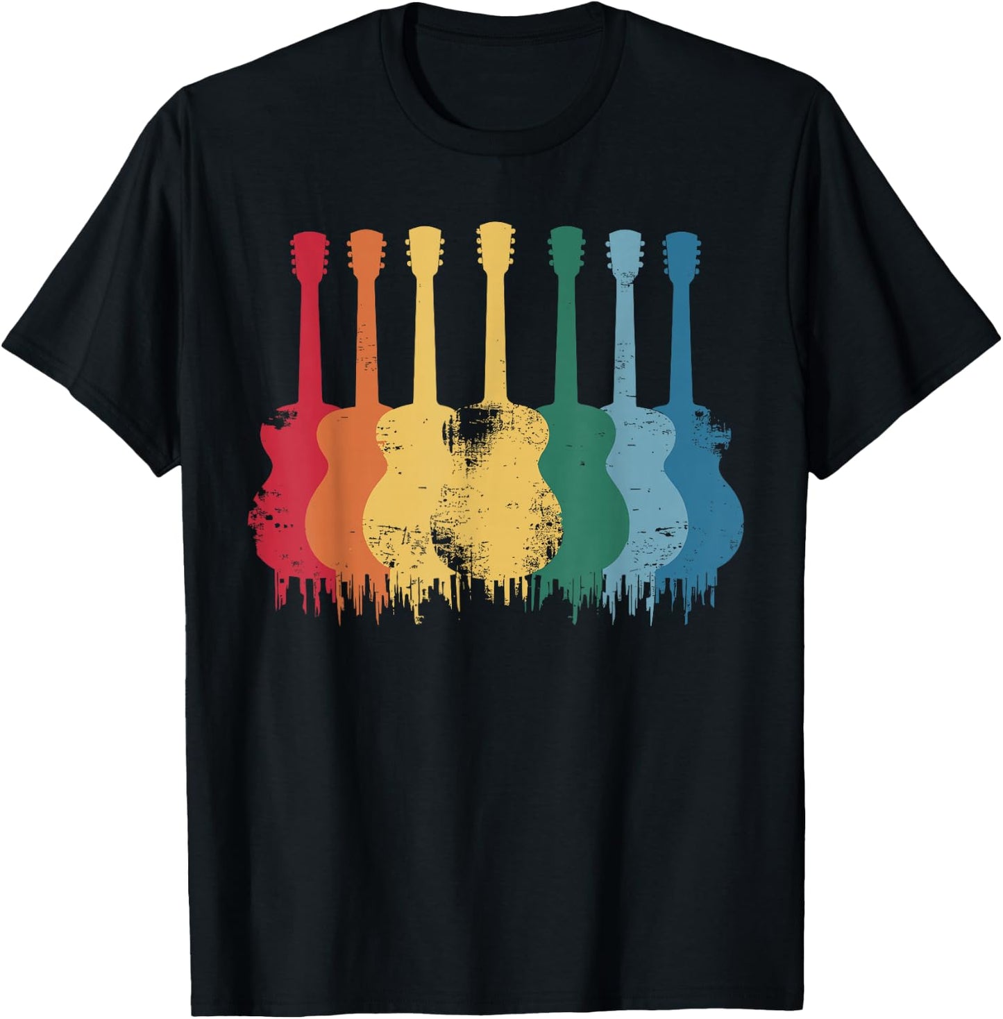 Vintage Guitar Music Band Guitarist T-Shirt - T-Shirt | Black