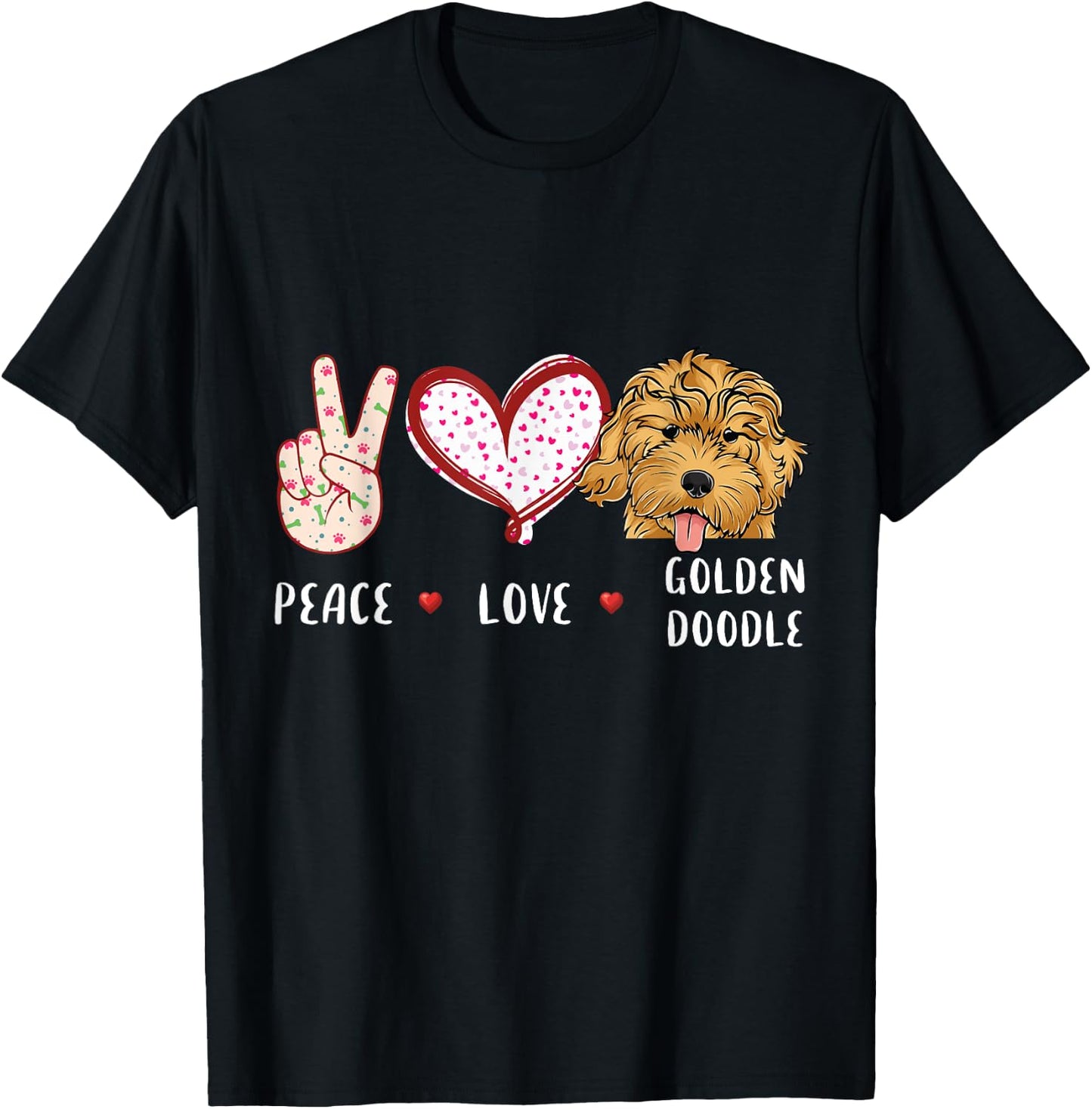 peace love Goldendoodle gift women kids doodle dog T-Shirt - T-Shirt | Black