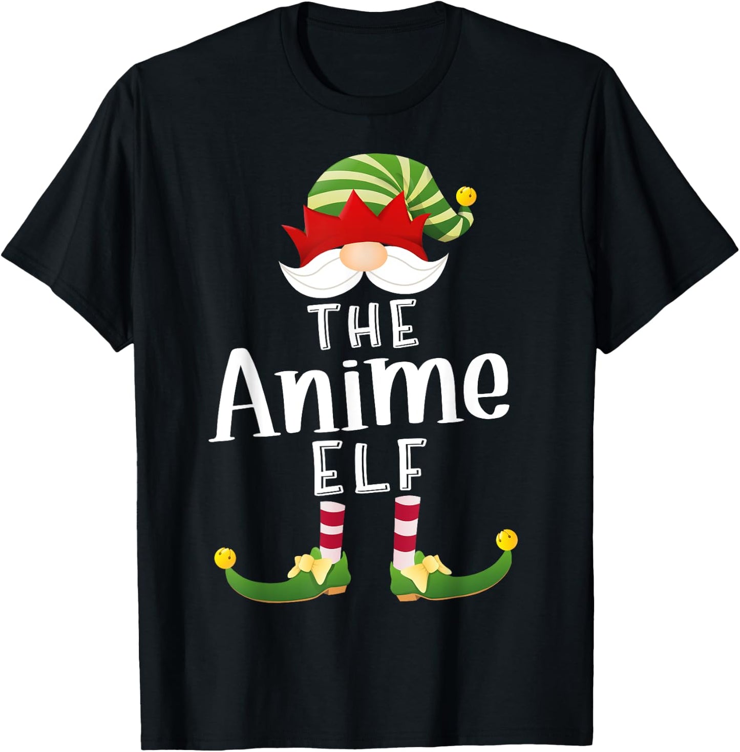 Anime Elf Group Christmas Funny Pajama Party T-Shirt - T-Shirt | Black