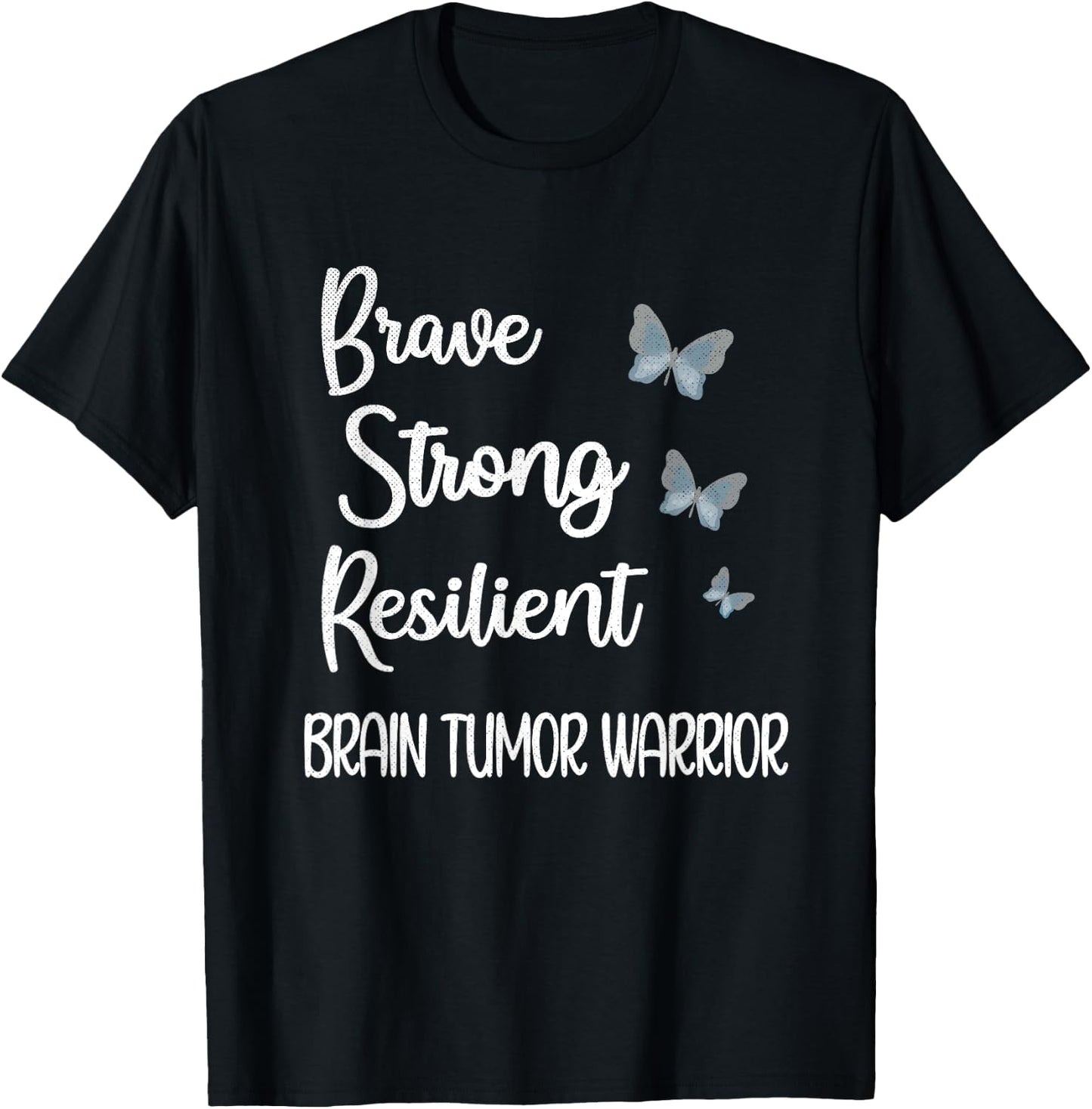 Brain Tumor Warrior | Brain Cancer Awareness Gray Ribbon T-Shirt - T-Shirt | Black