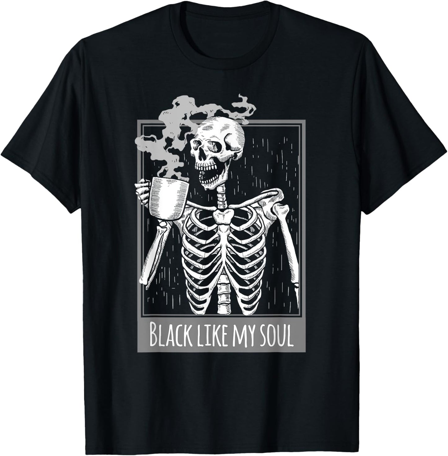 Black Coffee like my Soul Skeleton Funny men women T-Shirt - T-Shirt | Black