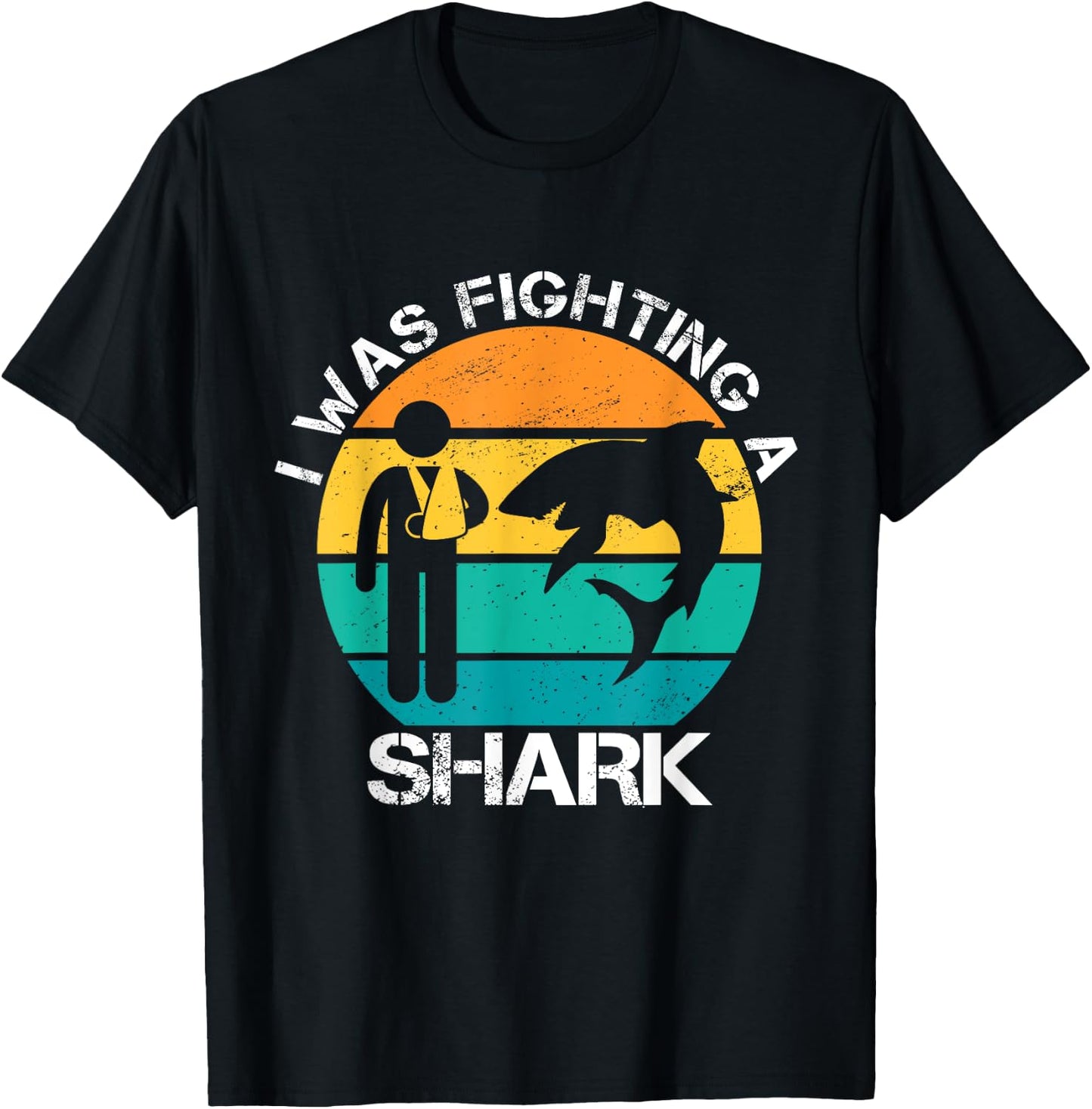 I Was Fighting A Shark Arm Injury Broken Collarbone Shoulder T-Shirt - T-Shirt | Black