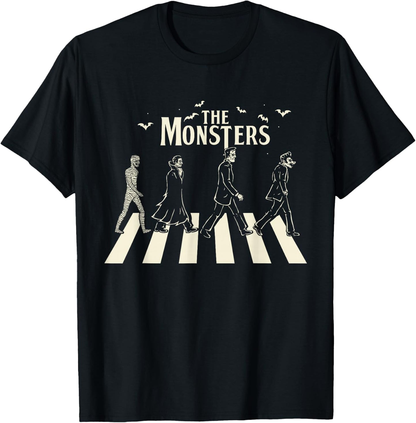 The Monsters - Funny Monsters Crossing the Road T-Shirt - T-Shirt | Black