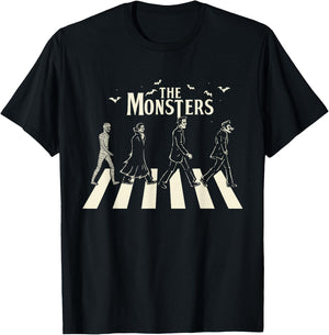 The Monsters - Funny Monsters Crossing the Road T-Shirt - T-Shirt | Black