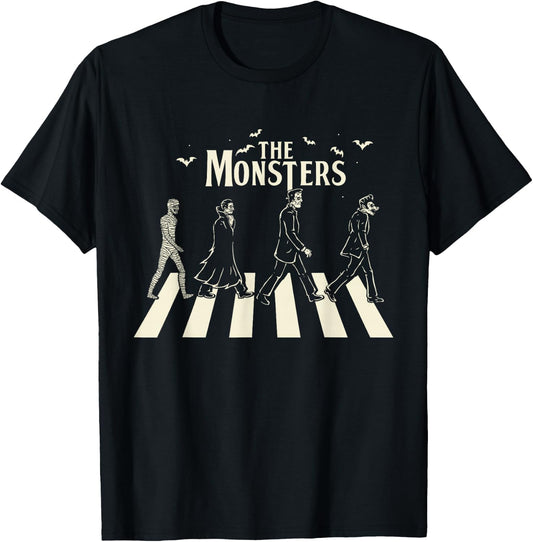 The Monsters - Funny Monsters Crossing the Road T-Shirt - T-Shirt | Black