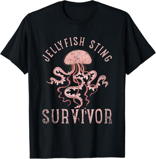 Funny Jellyfish Sting Survivor Sea Animal Gift Jellyfish T-Shirt - T-Shirt | Black