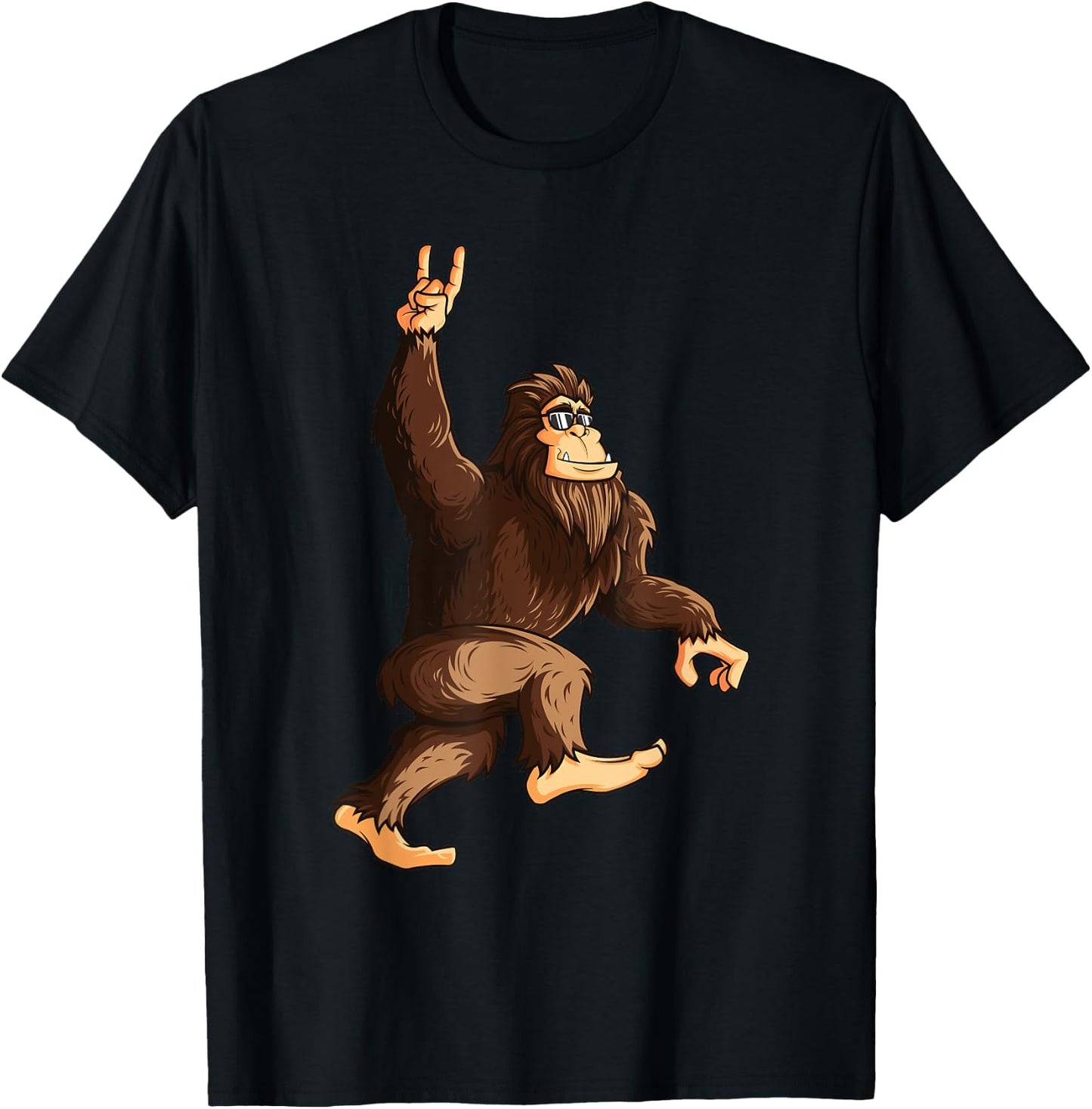 Funny Bigfoot Rock And Roll Sasquatch Believer Concert Gifts T-Shirt - T-Shirt | Black