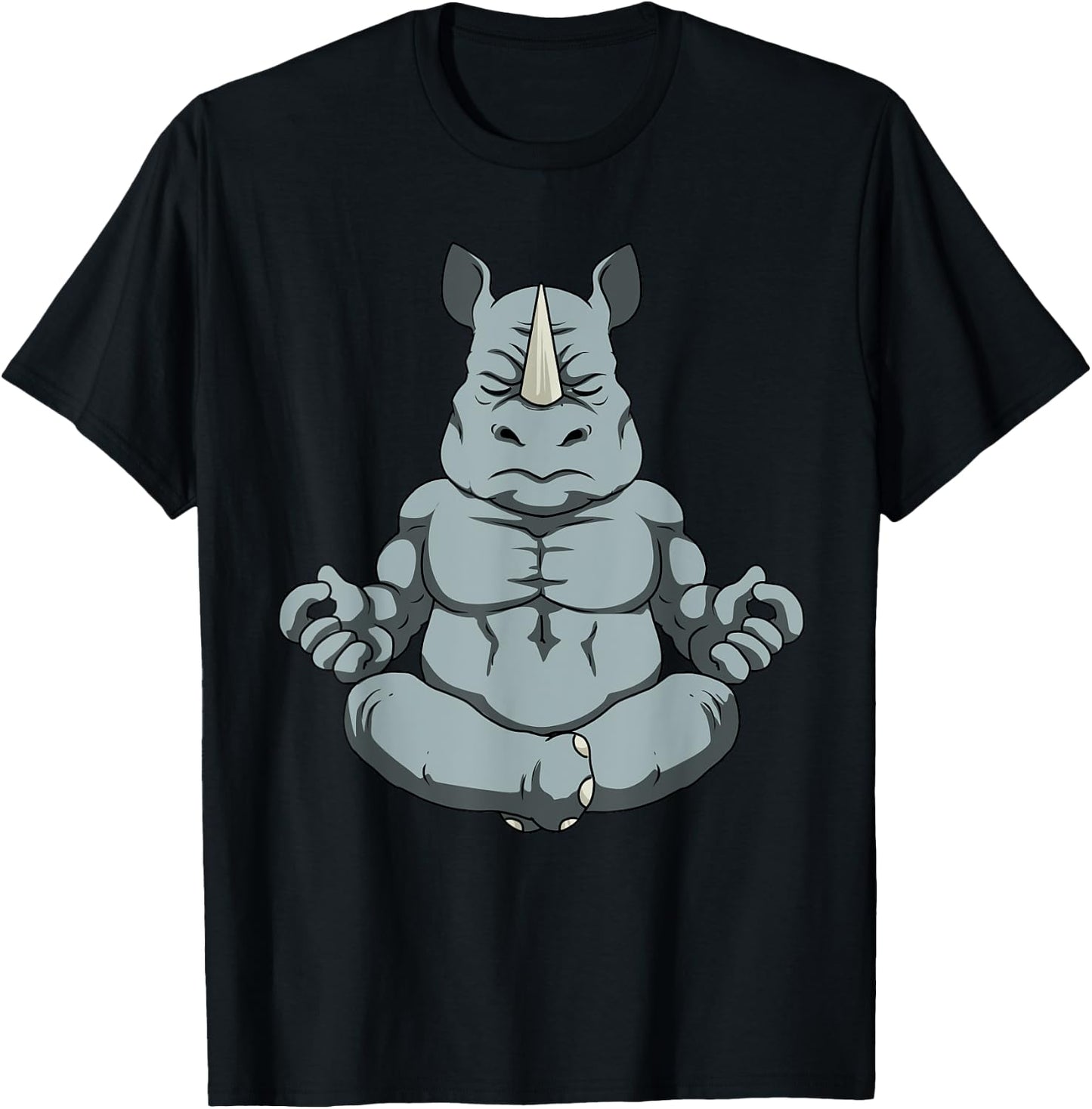 Meditation Shirt Men Rhinoceros Yoga Gift Men Namaste Rhino T-Shirt - T-Shirt | Black