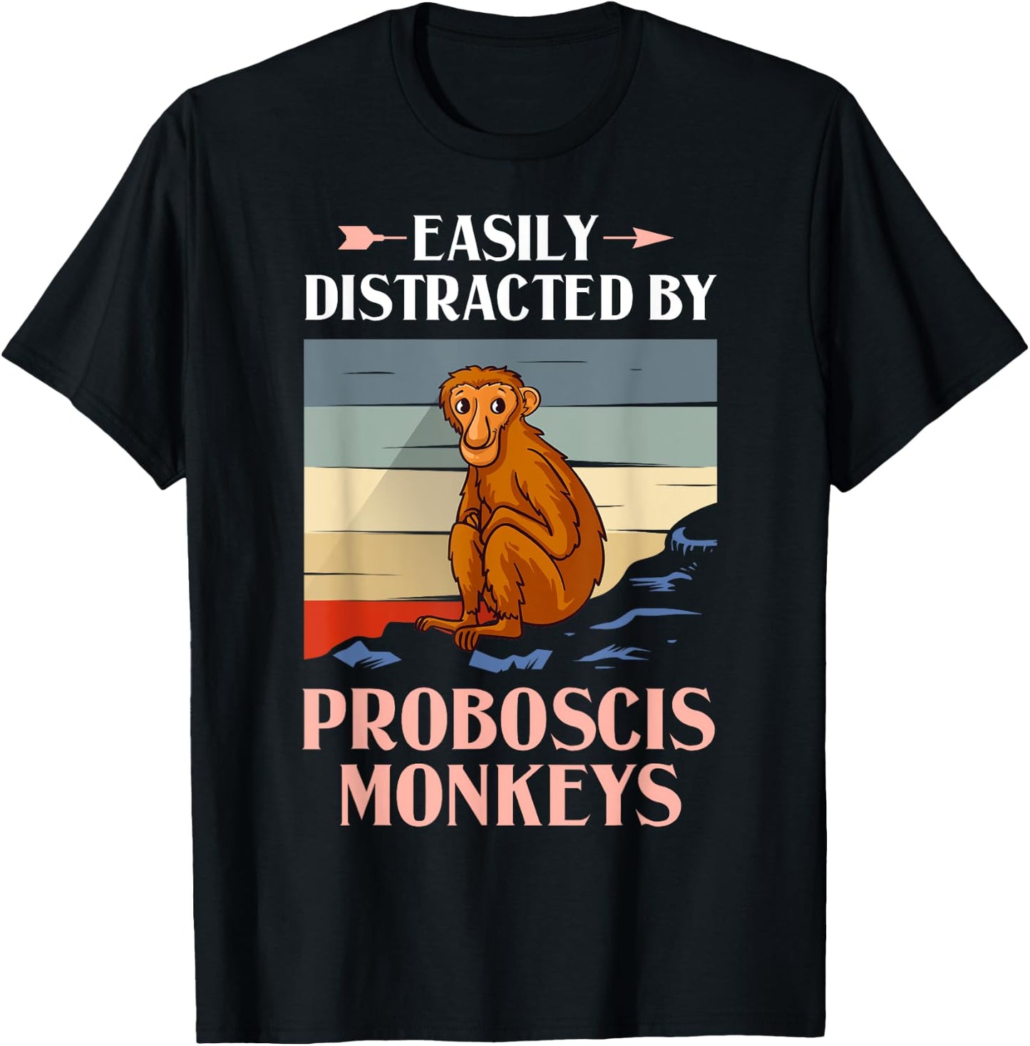 Proboscis Monkey Funny Long Nosed Monkeys T-Shirt - T-Shirt | Black