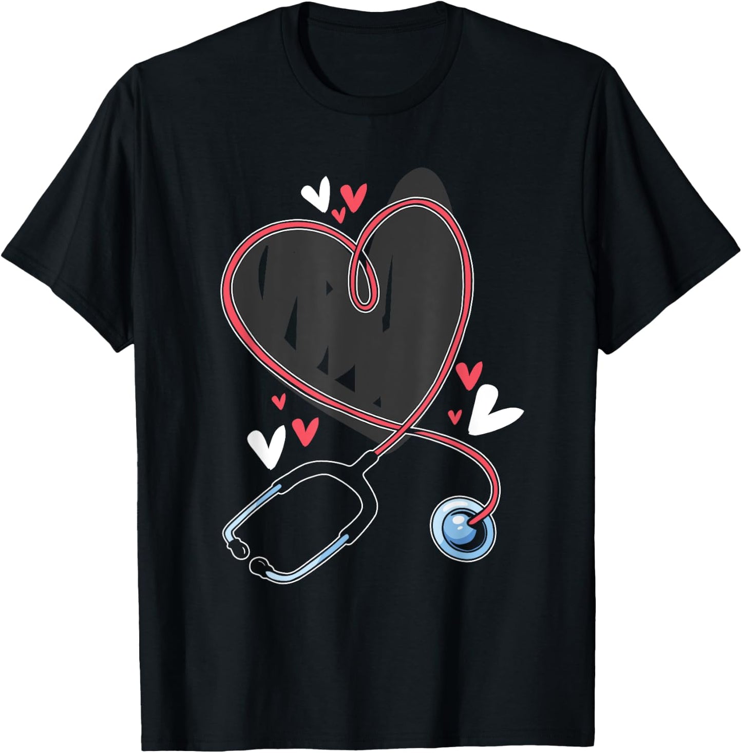 Heart Stethoscope Medical School Nursing Study Lover Nurse T-Shirt - T-Shirt | Black