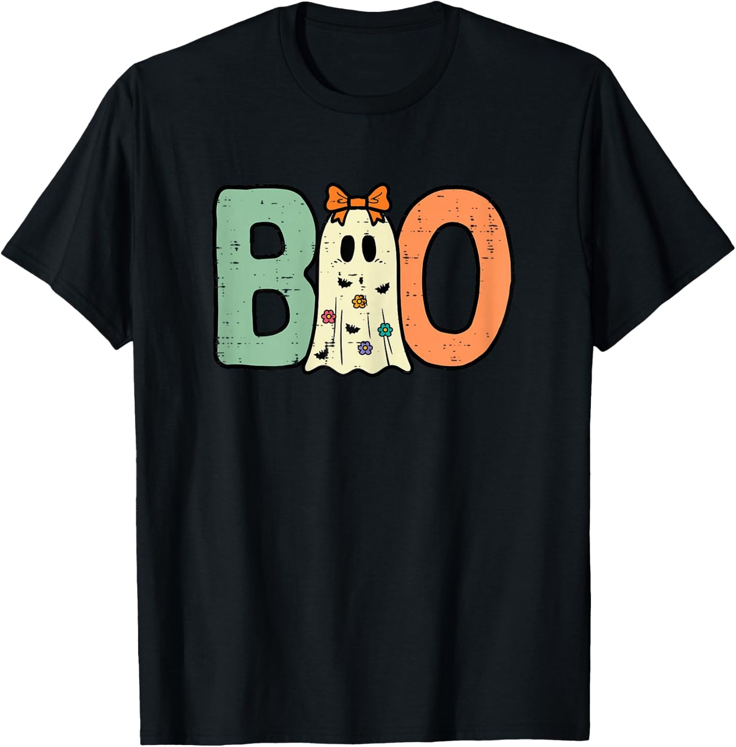 Halloween Boo Ghost Cute Costume Toddler Girls Kids Youth T-Shirt - T-Shirt | Black