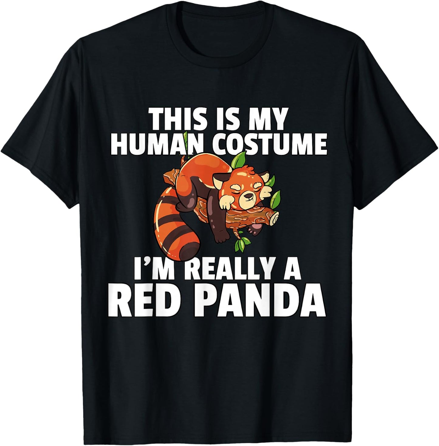Red Panda Costume For Kids Women Men T-Shirt - T-Shirt | Black
