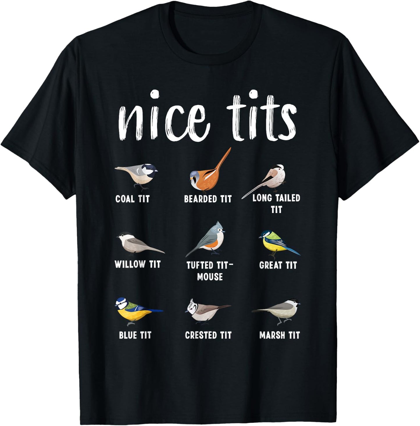 Funny Bird Watching Gifts Tufted Titmouse T-Shirt - T-Shirt | Black