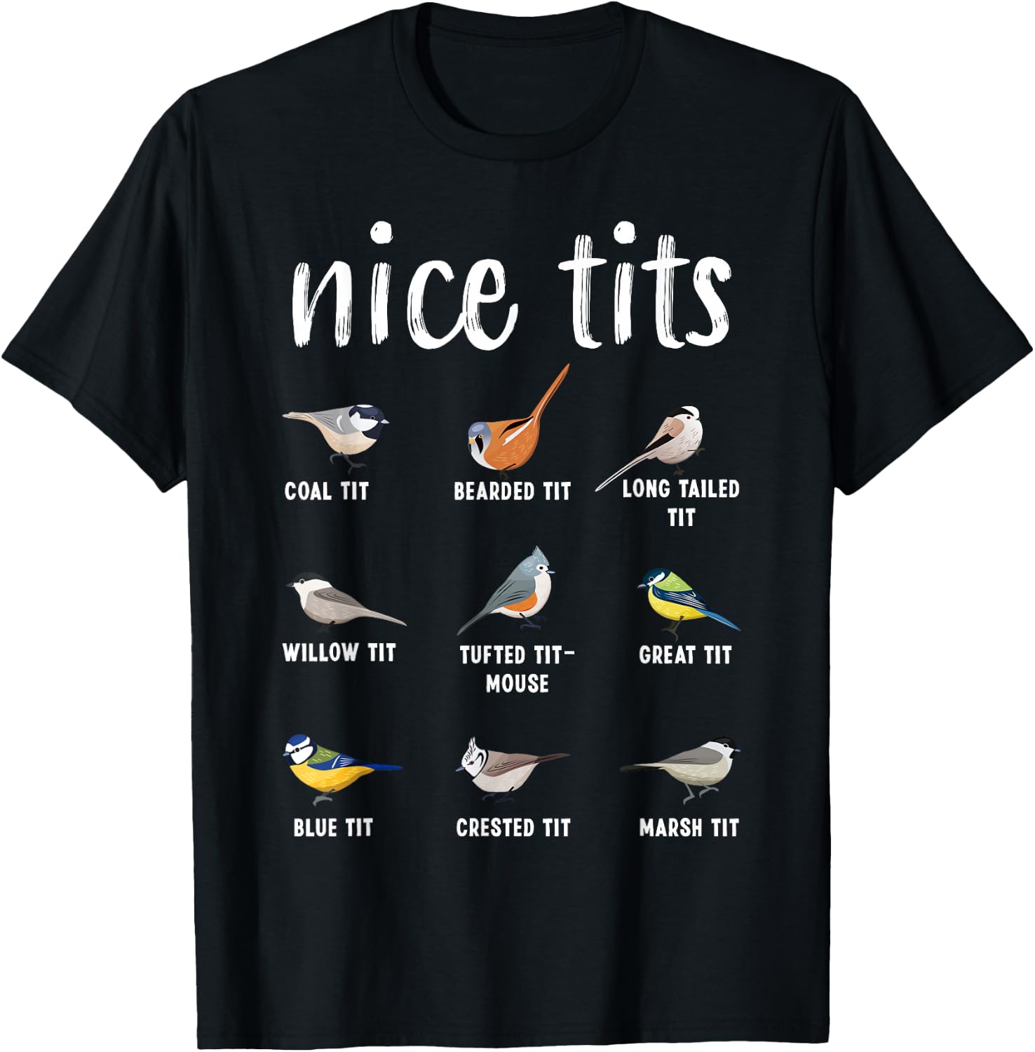 Funny Bird Watching Gifts Tufted Titmouse T-Shirt - T-Shirt | Black