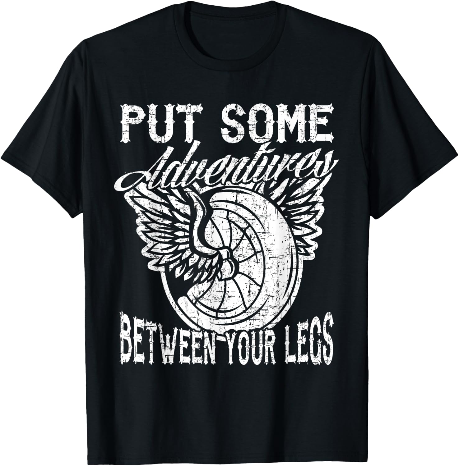 Motorcycle Put Some Adventure Between Your Legs Biker Humor T-Shirt - T-Shirt | Black