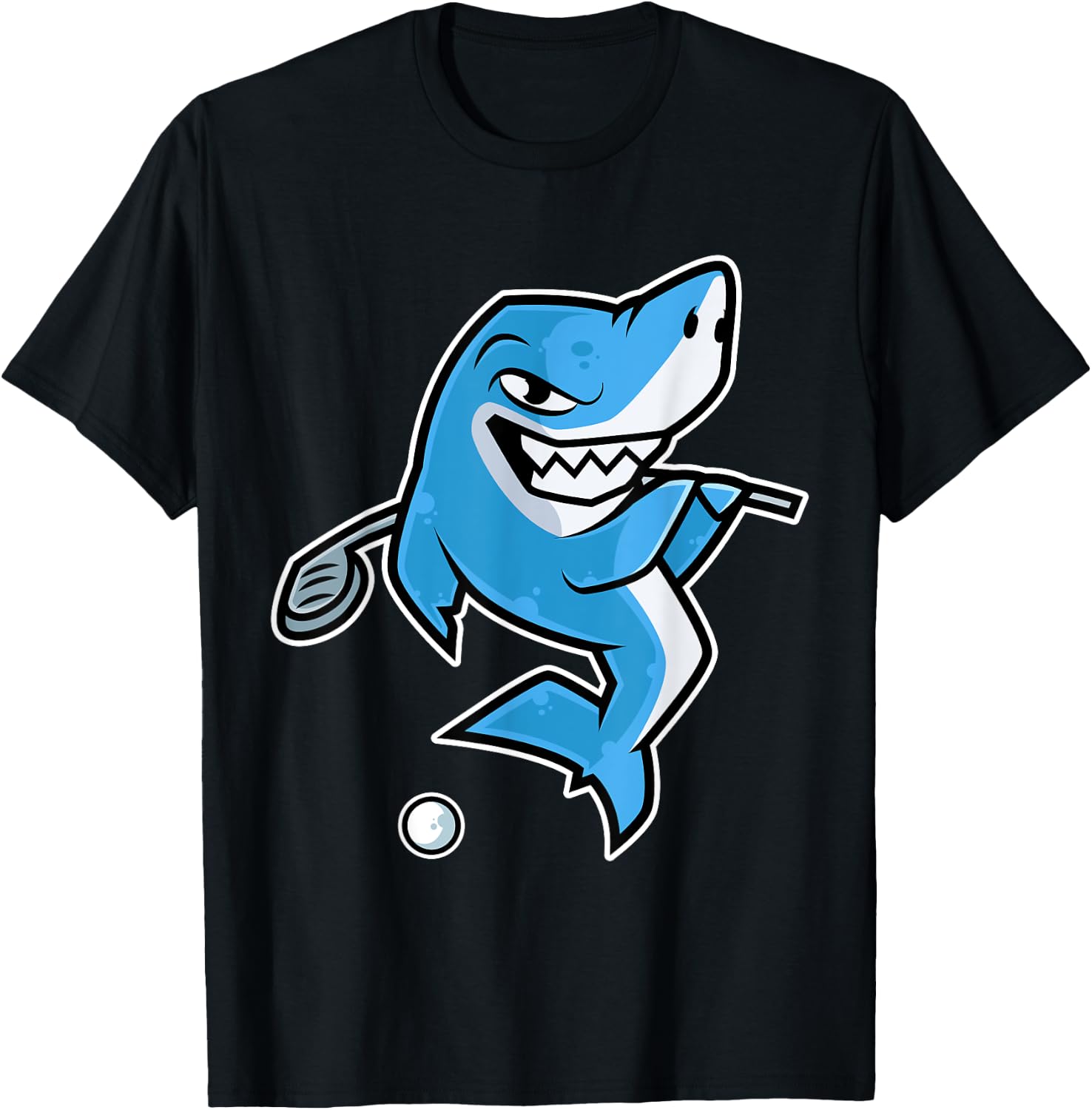 Shark Golf Player Golfer Golfing Funny Kids Boys T-Shirt - T-Shirt | Black