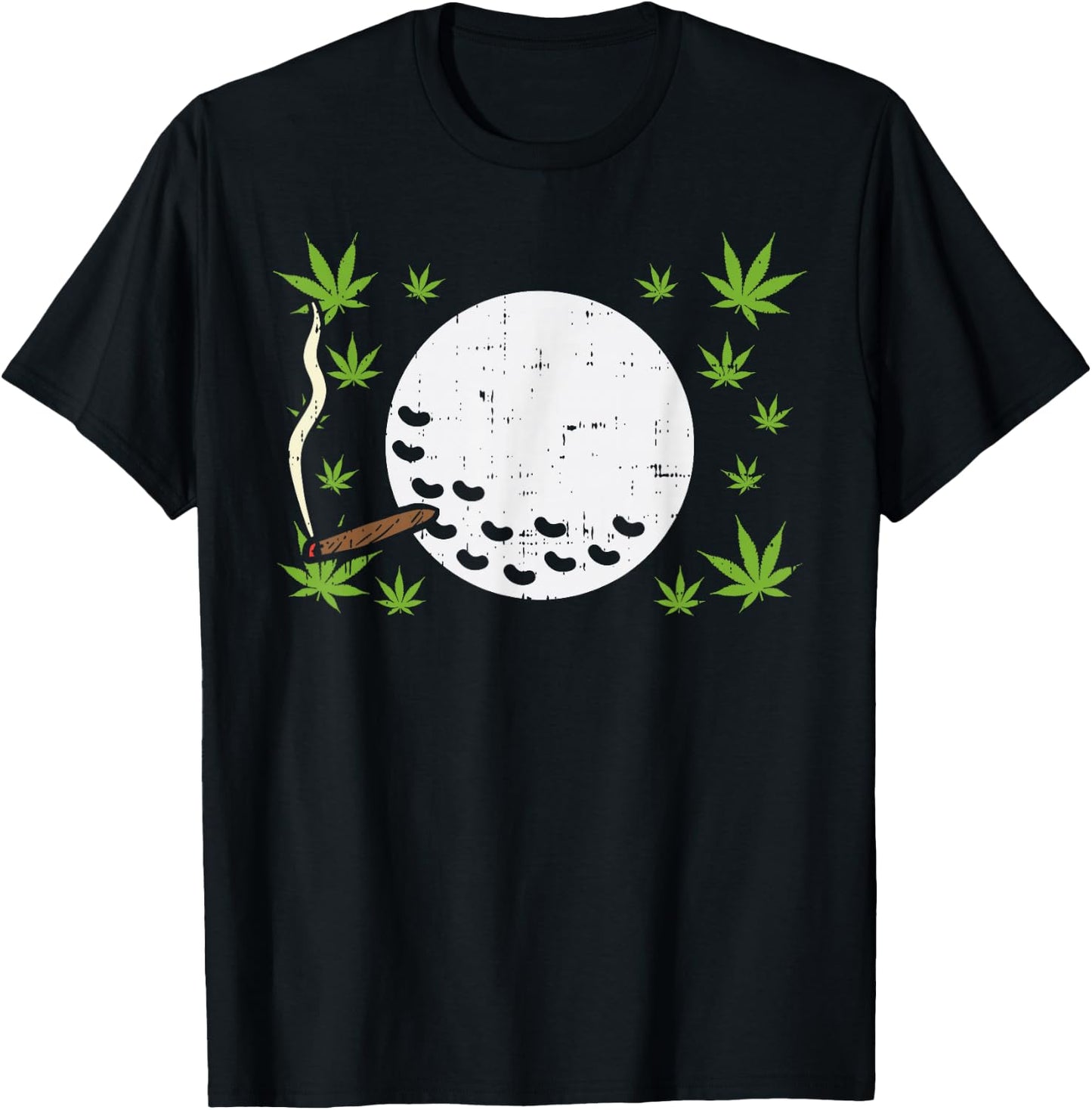 Golf Ball Smoking Weed Cannabis Golfer 420 Blunt Stoner Gift T-Shirt - T-Shirt | Black