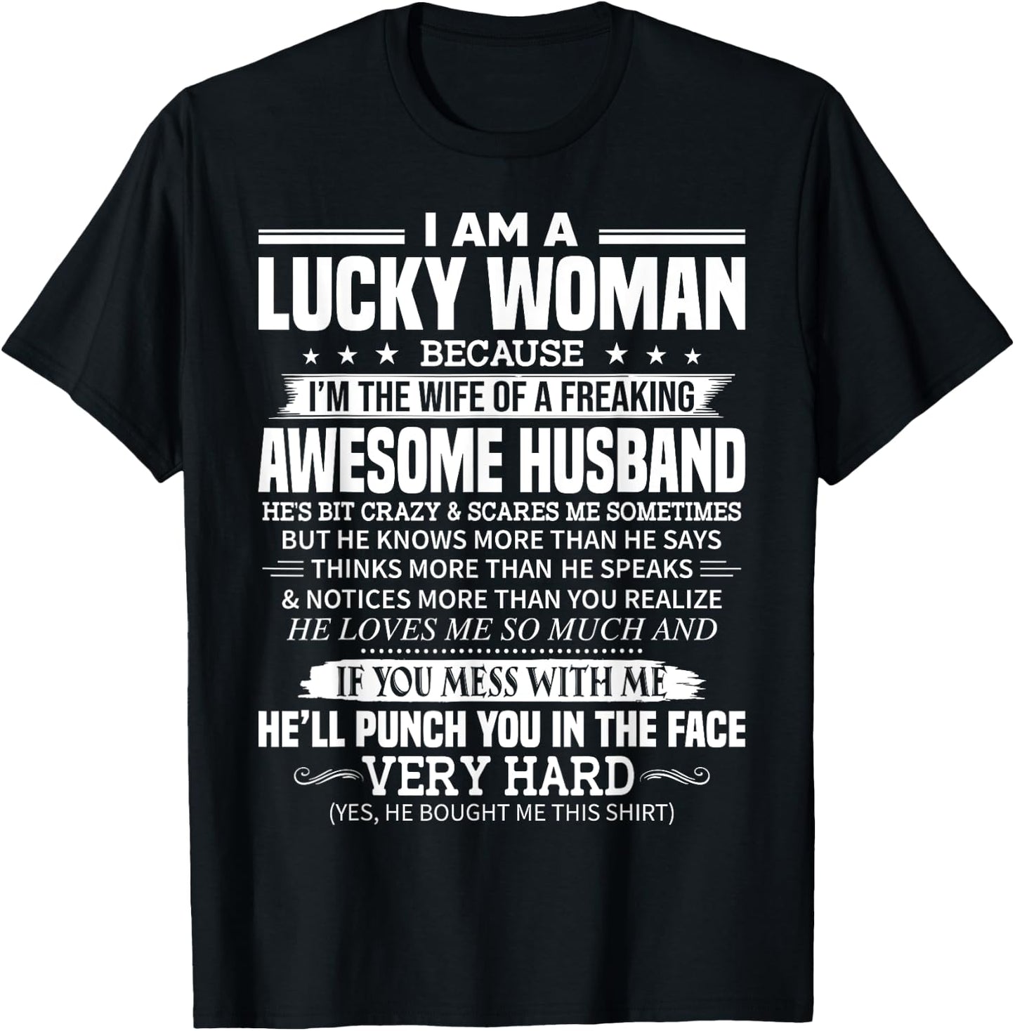 A Lucky Woman I'm the Wife of a Freaking Awesome Husband T-Shirt - T-Shirt | Black