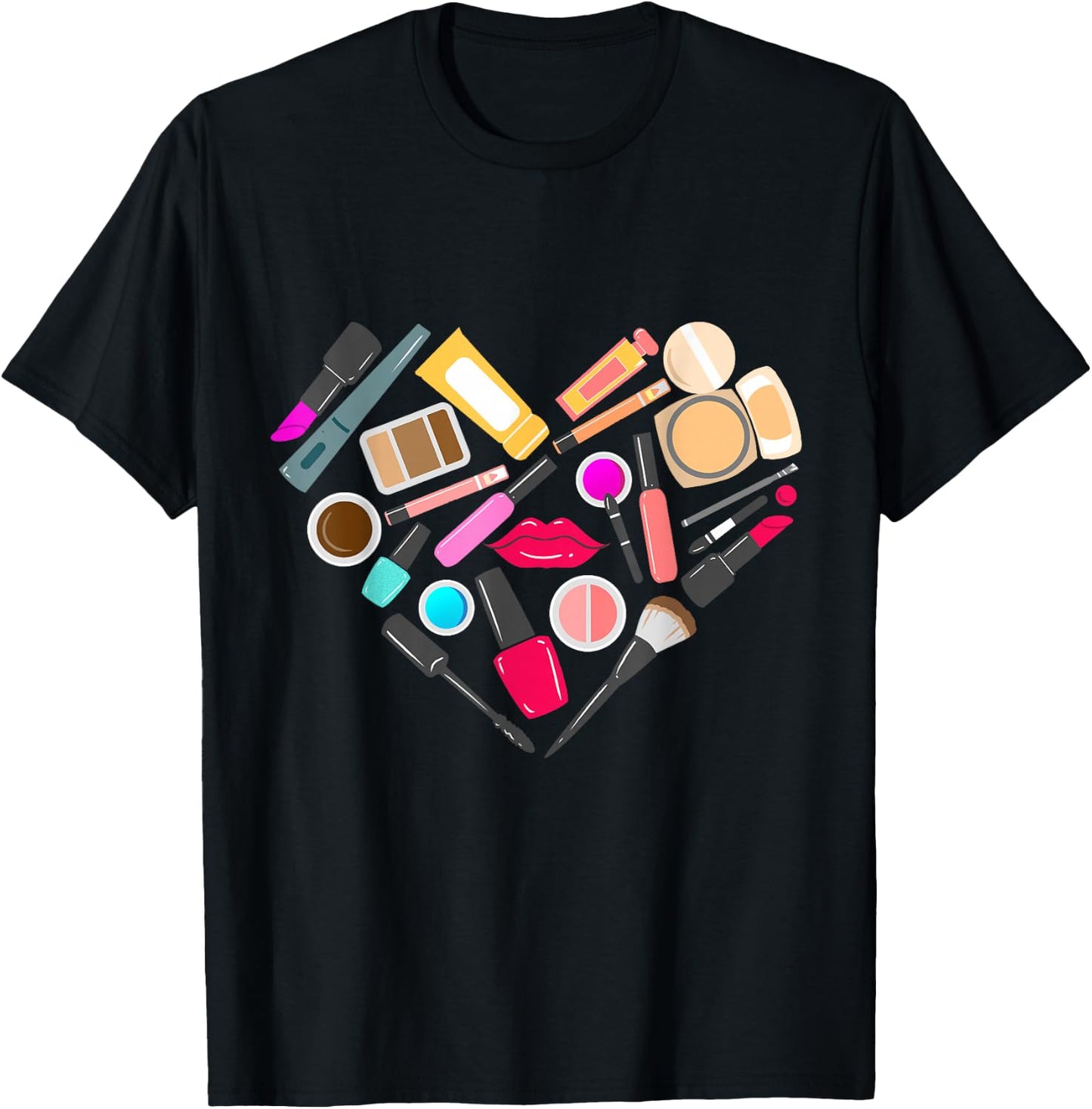 Makeup Artist Heart Beautician T-Shirt - T-Shirt | Black